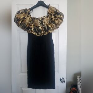 Louben Sequin Black Velvet Dress One Of A Kind